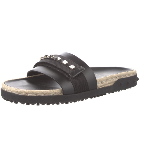 Valentino Garavani Rockstud Espadrille Pool Slides Black - Picture 10 of 11